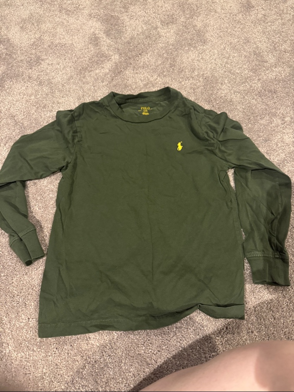 Polo by Ralph Lauren Boys Long Sleeve Tee - Forest Green with Yellow Pony
